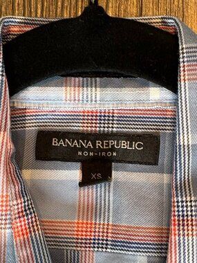 Banana Republic Slim Fit Dress Shirt - Blue & Orange - XS Checkered